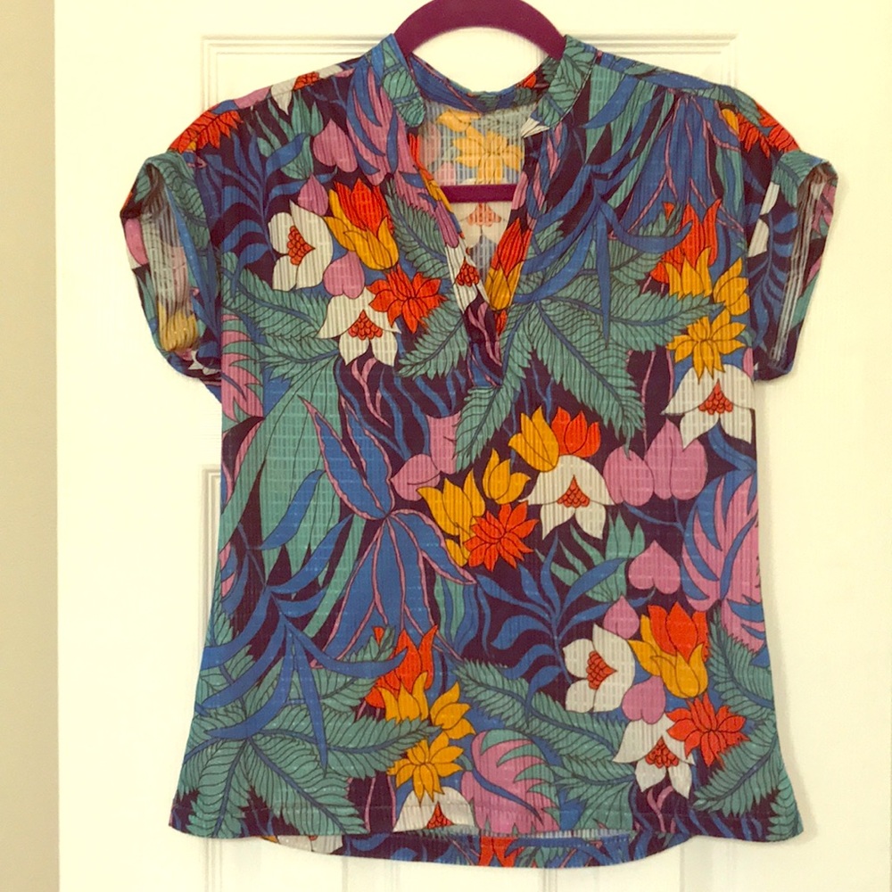 Vintage Floral Pattern Blouse Top